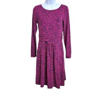 Boden Abigail Womens Stretch Midi Dress 4P Blue Pink Pockets Office Comfy Soft